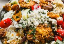 Shawarma-Spiced Grain Bowl with Pickled Veggies & Tahini Foam