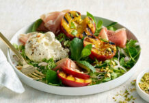 Grilled Peach & Harissa Salad with Labneh