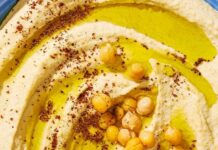 Levant Seasoned Hummus with Roasted Garlic & Pomegranate Swirl