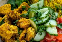 Vegan Shawarma Grain Bowl with Tahini Tofu